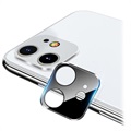 iPhone 11 fényképezőgép lencse fém és edzett üveg védő - fekete