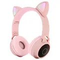 Összecsukható Bluetooth Cat Ear Kids Fejhallgató (Tömeges kielégítő) - Rózsaszín