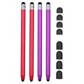 2 az 1-ben univerzális kapacitív ceruzatoll - 4 db. - Piros/lila