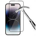 iPhone 14 Pro 9D Teljes Fedésű Edzett Üveg Kijelzővédő Fólia - Fekete Él
