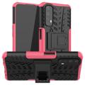 Csúszásgátló Realme 7 hibrid tok állvánnyal - rózsaszín / fekete