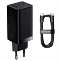 Baseus GaN3 Pro Gyors Fali Töltő USB-C Kábellel - 1m - Fekete