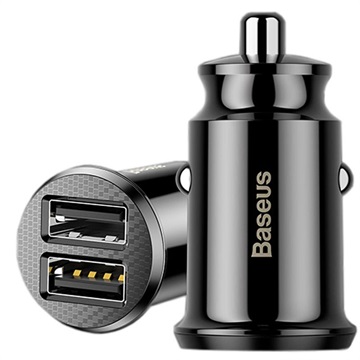 Baseus Grain Mini Smart Dual USB autós töltő - 3.1A - fekete