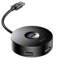 Baseus Round Box 4 portos USB 3.0 hub MicroUSB tápegységgel - fekete