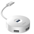 Baseus Round Box 4 portos USB 3.0 hub MicroUSB tápegységgel - fehér