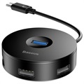 Baseus Round Box 4 portos USB 3.0 hub USB-C kábellel - fekete