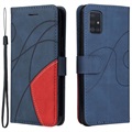 Kétszínű sorozat Samsung Galaxy A51 pénztárca tok - kék