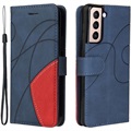 Kétszínű sorozat Samsung Galaxy S21 5G pénztárca tok - kék