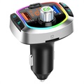 Bluetooth FM adó és autós töltő LED fénnyel BC63 - fekete