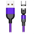 Fonott forgó mágneses USB Type-C kábel - 2 m - lila