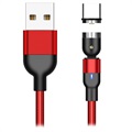 Fonott forgó mágneses USB Type-C kábel - 2 m - piros