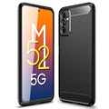 Samsung Galaxy M52 5G szálcsiszolt TPU tok - szénszálas - fekete