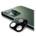 iPhone 11 Pro/11 Pro Max kamera lencse fém és edzett üveg védő - fekete