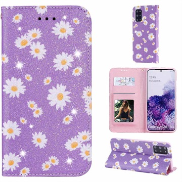 Daisy Pattern Samsung Galaxy S20+ pénztárca tok - lila