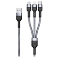 Duzzona A3 microUSB, Lightning, USB-C kábel - 2,4A, 1,2 m