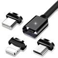 Essager 3 az 1-ben mágneses kábel - USB-C, Lightning, MicroUSB - 2 m - fekete
