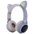Összecsukható Bluetooth Cat Ear Kids fejhallgató - kék