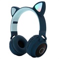 Összecsukható Bluetooth Cat Ear gyerekfejhallgató - zöld