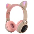 Összehajtható Bluetooth Cat Ear Kids fejhallgató - Khaki