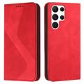 Business Style Samsung Galaxy S23 Ultra 5G Pénztárca Tok - Piros