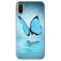 iPhone X / iPhone XS Sötétben világító TPU burkolat - kék pillangó