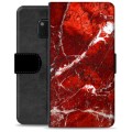 Huawei Mate 20 Pro prémium pénztárca tok - vörös márvány