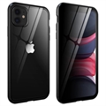 iPhone 11 Mágneses Tok Adatvédelem Edzett Üveggel - Fekete