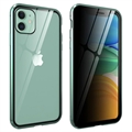 iPhone 11 Mágneses Tok Adatvédelem Edzett Üveggel - Zöld