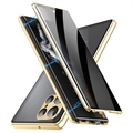 Samsung Galaxy S23 Ultra 5G Mágneses Tok Edzett Üveggel - Magánélet - Arany