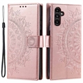 Samsung Galaxy A34 5G Mandala sorozat pénztárca tok - Rózsa arany