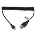 Micro USB spirálkábel - fekete - 0,5-1,2 m
