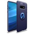 Samsung Galaxy S10+ mágneses gyűrűs markolat tok - kék