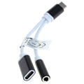 OTB 2 az 1-ben USB-C / 3.5mm-es Töltő- és Audioadapter - Fehér