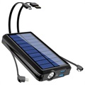 Psooo PS-158 vezeték nélküli napelemes tápegység zseblámpával - 10000 mAh - fekete