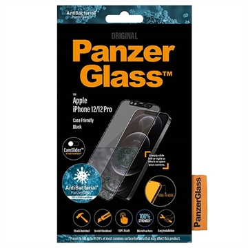 iPhone 12/12 Pro PanzerGlass Case Friendly CamSlider képernyővédő fólia - fekete él