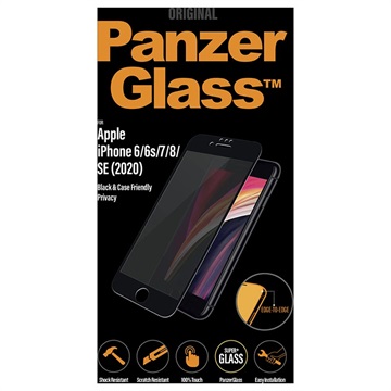 PanzerGlass adatvédelmi tok-barát iPhone 6/6S/7/8/SE (2020)/SE (2022) képernyővédő fólia - fekete