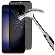 Samsung Galaxy S23 FE Adatvédelmi Teljes Fedésű Edzett Üveg Képernyővédő Fólia - Fekete Él