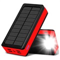 Psooo PS-400 Solar Power Bank - 4xUSB-A, 30000mAh - piros