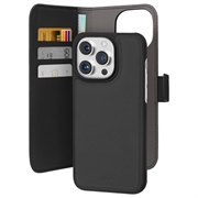 Puro 2 az 1-ben mágneses iPhone 15 Pro pénztárca tok - Fekete