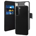 Puro 2 az 1-ben Samsung Galaxy S21 FE 5G mágneses pénztárca tok - fekete