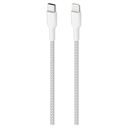 Puro Fabric Ultra-erős USB-C / Lightning kábel - 2m, 20W - fehér