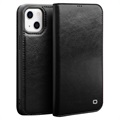 Qialino Classic iPhone 13 Mini pénztárca bőr tok - fekete
