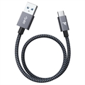 Rampow T04 Nylon Fonott USB-C Kábel - 2m - Fekete