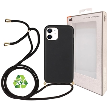 Saii Eco Line iPhone 12 Mini biológiailag lebomló tok szíjjal - fekete