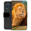 Samsung Galaxy A12 Premium pénztárca tok - oroszlán