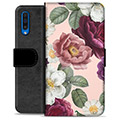 Samsung Galaxy A50 Premium pénztárca tok – romantikus virágok