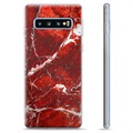 Samsung Galaxy S10+ TPU tok - vörös márvány