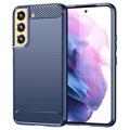 Samsung Galaxy S23 5G Szálcsiszolt TPU Tok - Szénszálas - Kék