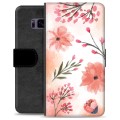 Samsung Galaxy S8 Premium pénztárca tok - rózsaszín virágok