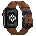 Apple Watch Series Ultra 2/Ultra/9/8/SE (2022)/7/SE/6/5/4/3/2/1 varrott bőrszíj - 45mm/44mm/42mm - barna